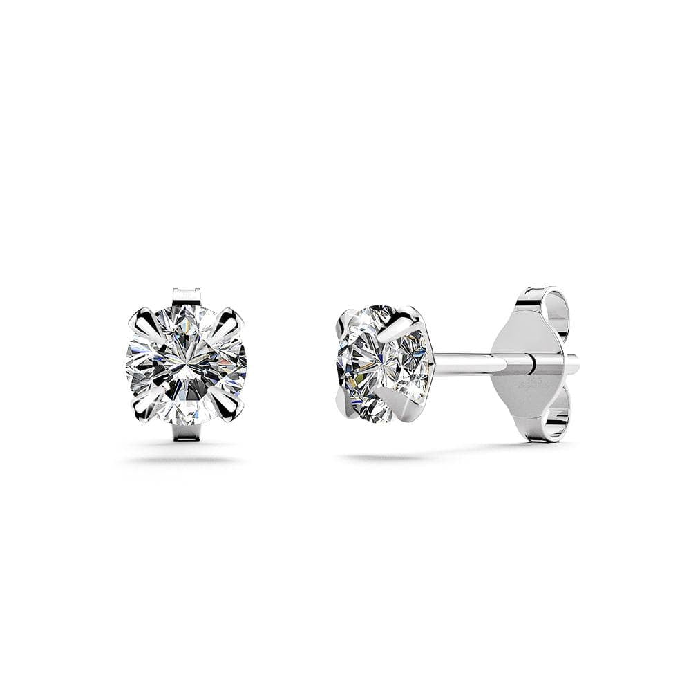 Solid 925 Sterling Silver Round Brilliant Cut Stud Earrings - Brilliant Co