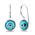 Solid 925 Sterling Silver Saucers Earrings Blue