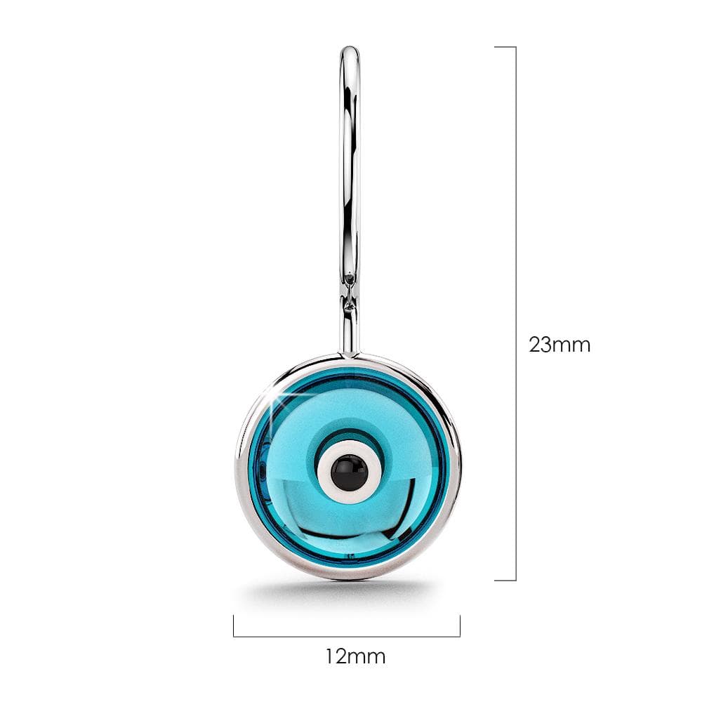 Solid 925 Sterling Silver Saucers Earrings Blue