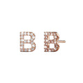Solid 925 Sterling Silver Glamour Alphabet Letter Earrings Rose Gold - 6