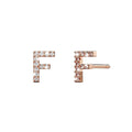 Solid 925 Sterling Silver Glamour Alphabet Letter Earrings Rose Gold - 22
