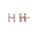Solid 925 Sterling Silver Glamour Alphabet Letter Earrings Rose Gold - 30
