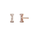 Solid 925 Sterling Silver Glamour Alphabet Letter Earrings Rose Gold - 34