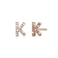 Solid 925 Sterling Silver Glamour Alphabet Letter Earrings Rose Gold - 42
