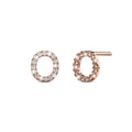 Solid 925 Sterling Silver Glamour Alphabet Letter Earrings Rose Gold - 58
