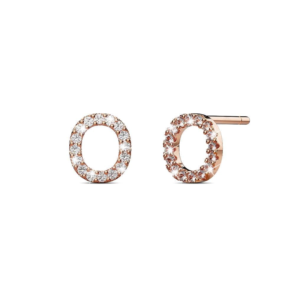 Solid 925 Sterling Silver Glamour Alphabet Letter Earrings Rose Gold - 58