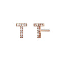 Solid 925 Sterling Silver Glamour Alphabet Letter Earrings Rose Gold - 78