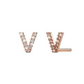 Solid 925 Sterling Silver Glamour Alphabet Letter Earrings Rose Gold - 86