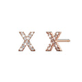 Solid 925 Sterling Silver Glamour Alphabet Letter Earrings Rose Gold - 94