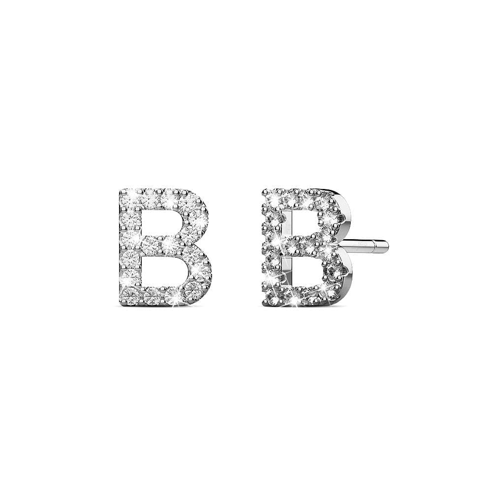 Solid 925 Sterling Silver Glamour Alphabet Letter Earrings - 6