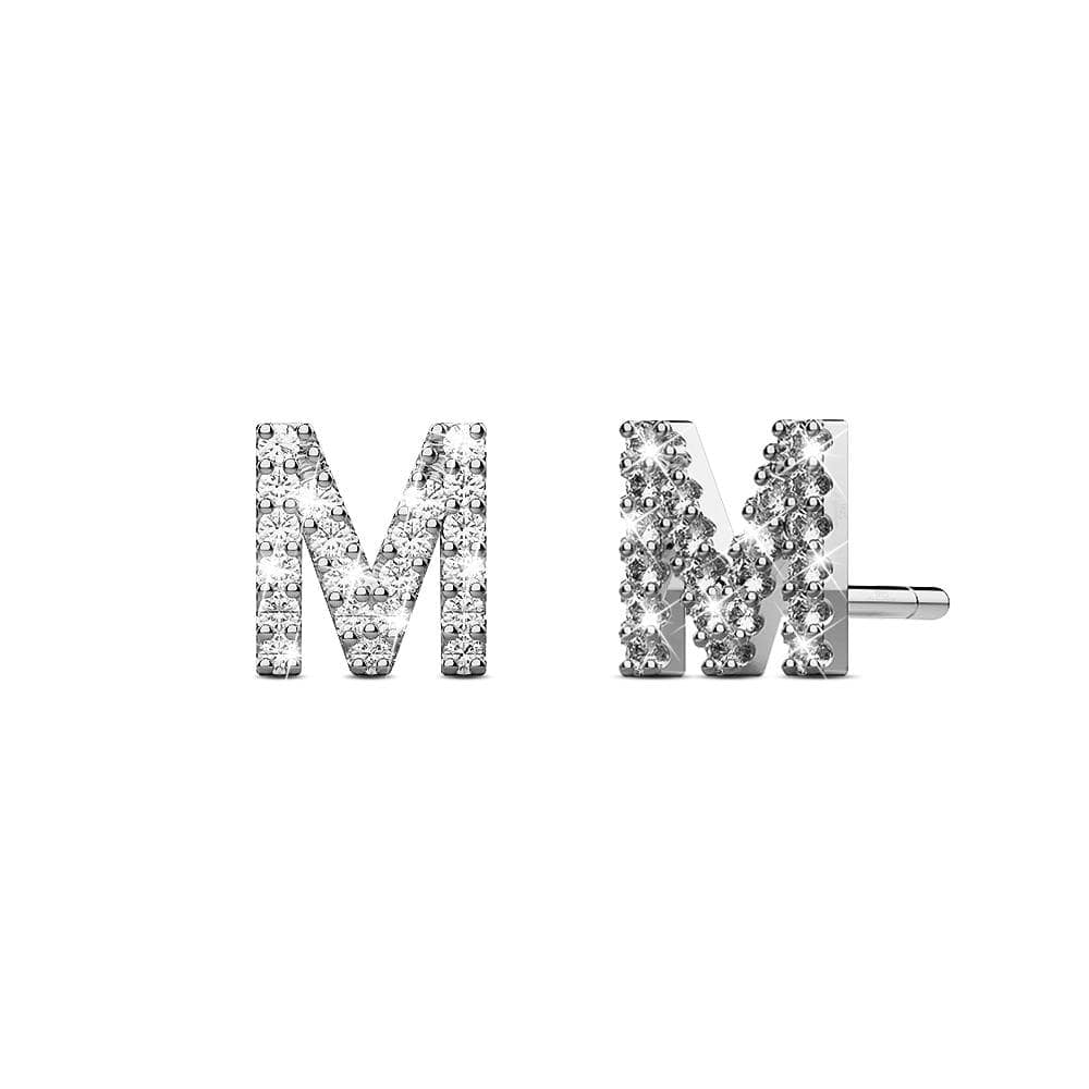 Solid 925 Sterling Silver Glamour Alphabet Letter Earrings - 50