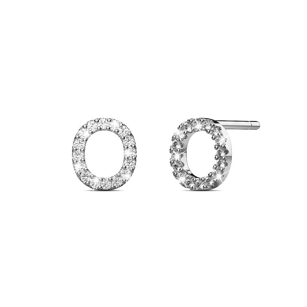 Solid 925 Sterling Silver Glamour Alphabet Letter Earrings - 58