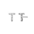 Solid 925 Sterling Silver Glamour Alphabet Letter Earrings  - 78