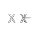 Solid 925 Sterling Silver Glamour Alphabet Letter Earrings  - 94