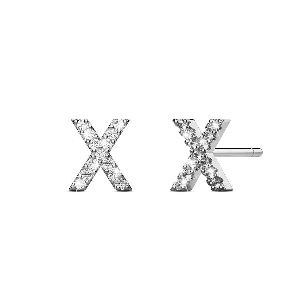 Solid 925 Sterling Silver Glamour Alphabet Letter Earrings - 94