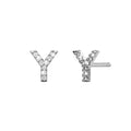 Solid 925 Sterling Silver Glamour Alphabet Letter Earrings  - 98