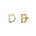 Solid 925 Sterling Silver Glamour Alphabet Letter Earrings Gold - 14