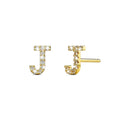 Solid 925 Sterling Silver Glamour Alphabet Letter Earrings Gold - 38
