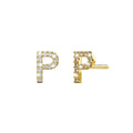 Solid 925 Sterling Silver Glamour Alphabet Letter Earrings Gold - 62