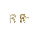 Solid 925 Sterling Silver Glamour Alphabet Letter Earrings Gold - 70