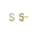 Solid 925 Sterling Silver Glamour Alphabet Letter Earrings Gold - 74