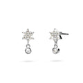 Solid 925 Sterling Silver Pretty & Petite Zircon Drop Earrings in Silver