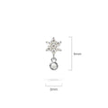 Solid 925 Sterling Silver Pretty & Petite Zircon Drop Earrings in Silver