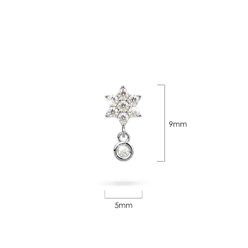 Solid 925 Sterling Silver Pretty & Petite Zircon Drop Earrings in Silver