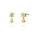 Solid 925 Sterling Silver Pretty & Petite Zircon Drop Earrings in Gold Vermeil