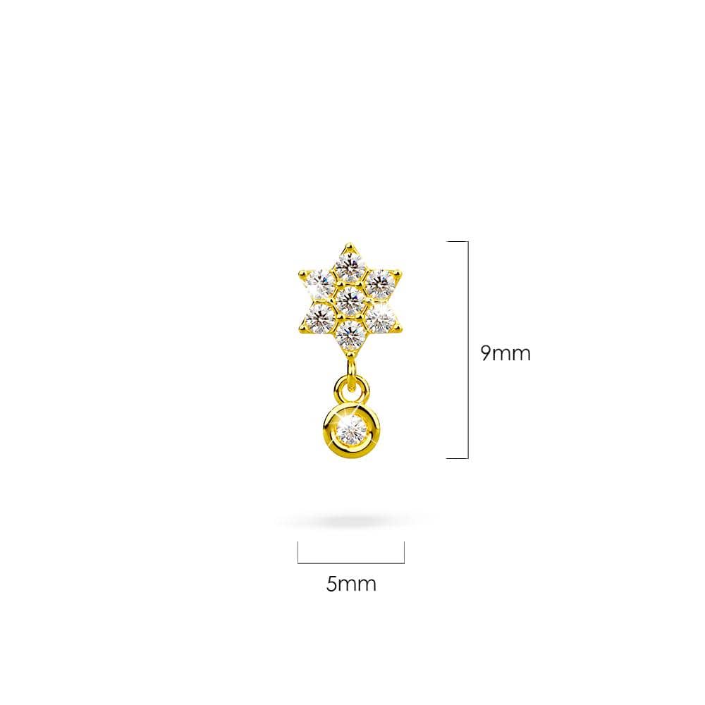 Solid 925 Sterling Silver Pretty & Petite Zircon Drop Earrings in Gold Vermeil