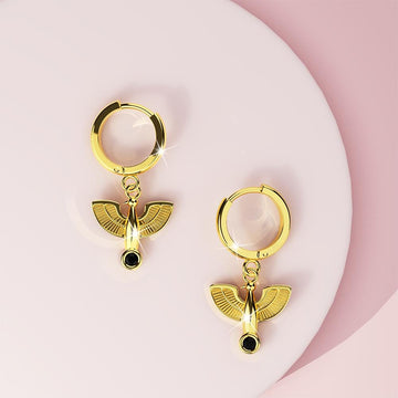 Solid 925 Sterling Silver Egyptian Eagle Hoop Earrings in Gold Vermeil - Brilliant Co