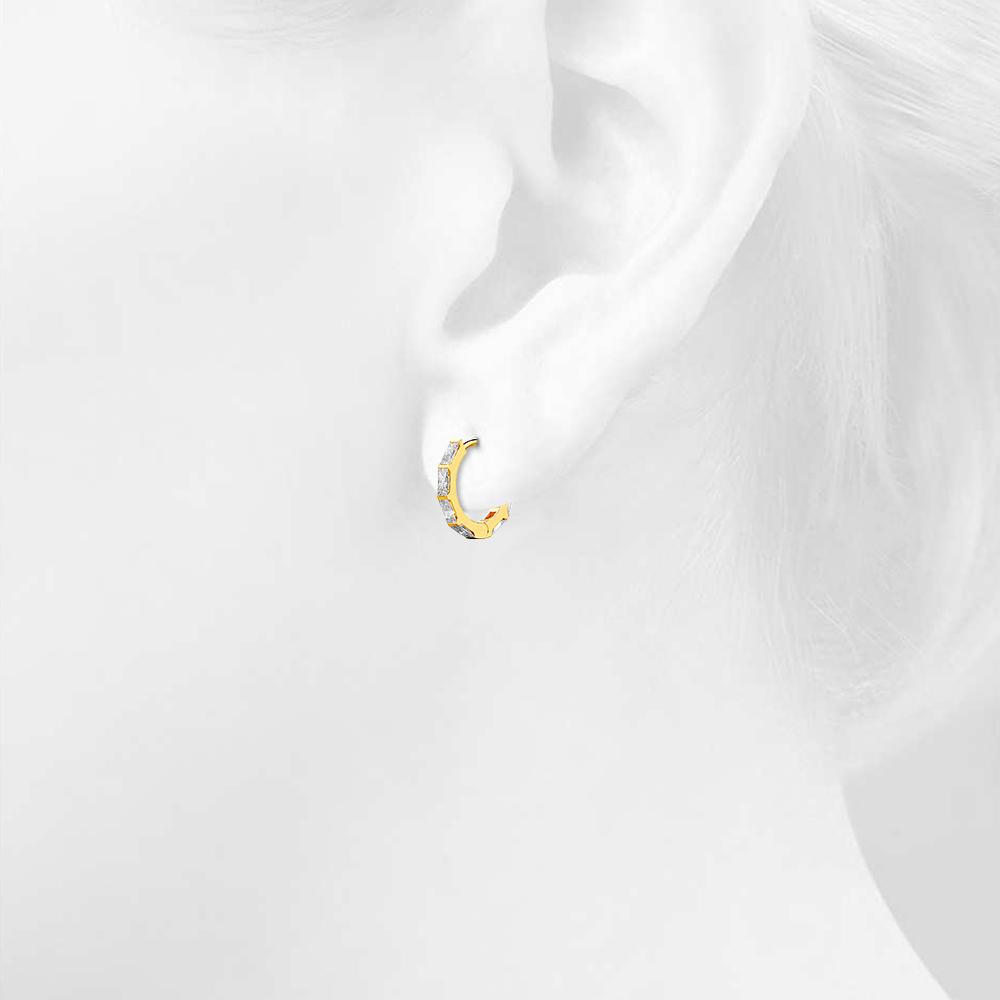 Solid 925 Sterling Silver Clove Zircon Huggie Earrings Gold - Brilliant Co