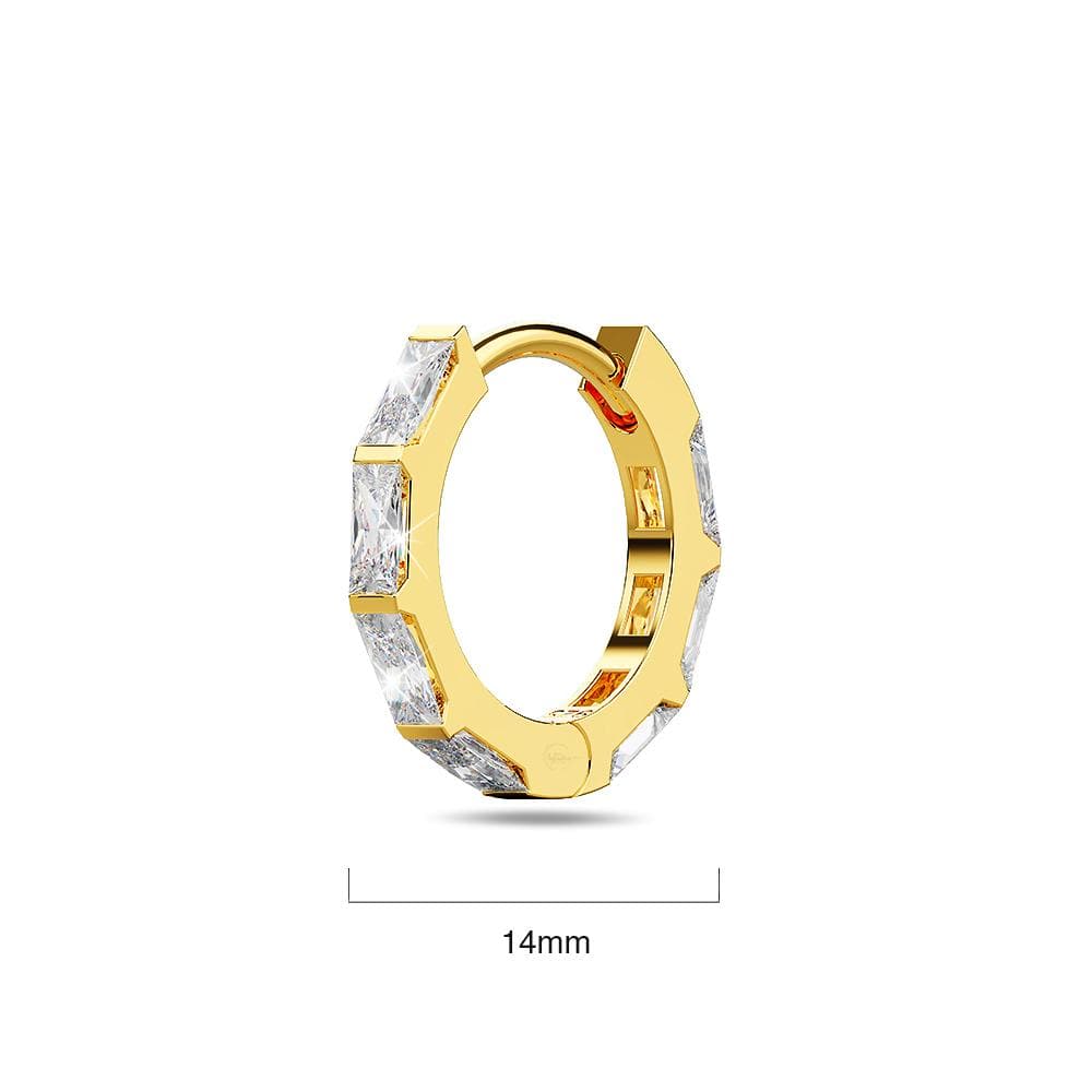 Solid 925 Sterling Silver Clove Zircon Huggie Earrings Gold - Brilliant Co