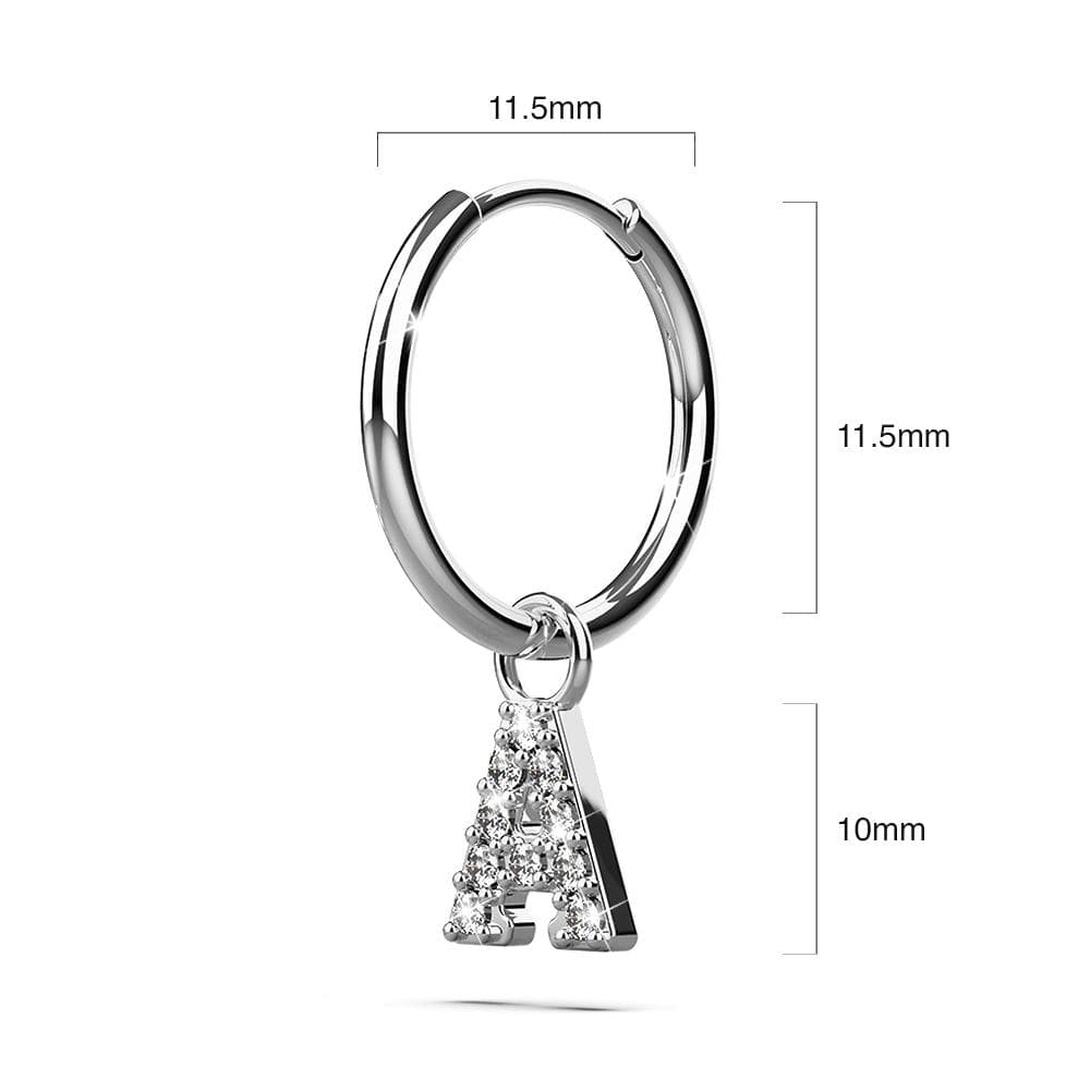 Solid 925 Sterling Silver Octavia Alphabet Letter Zircon Huggie Earrings Silver - 4