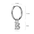 Solid 925 Sterling Silver Octavia Alphabet Letter Zircon Huggie Earrings Silver - 8