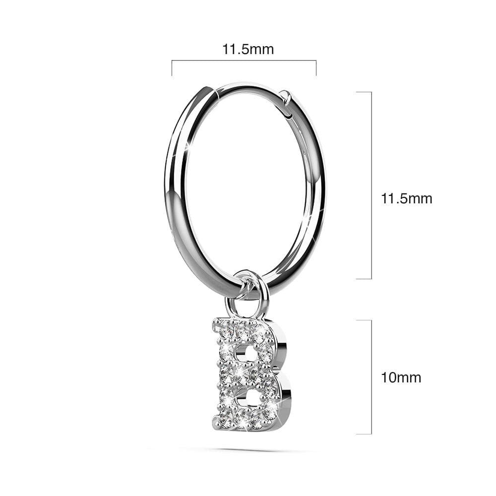 Solid 925 Sterling Silver Octavia Alphabet Letter Zircon Huggie Earrings Silver - 8