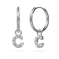Solid 925 Sterling Silver Octavia Alphabet Letter Zircon Huggie Earrings Silver - 10