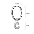 Solid 925 Sterling Silver Octavia Alphabet Letter Zircon Huggie Earrings Silver - 12
