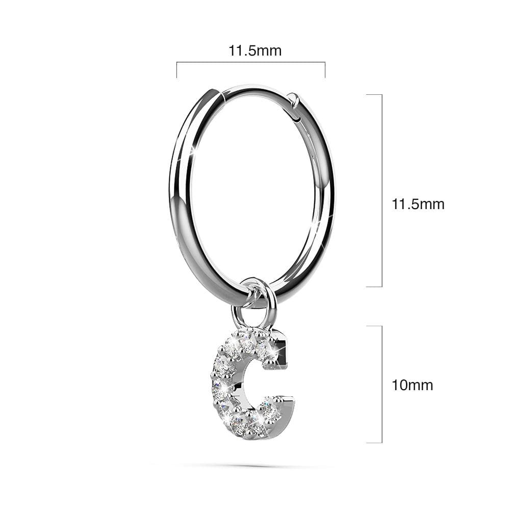 Solid 925 Sterling Silver Octavia Alphabet Letter Zircon Huggie Earrings Silver - 12
