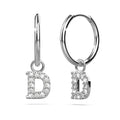 Solid 925 Sterling Silver Octavia Alphabet Letter Zircon Huggie Earrings Silver - 14