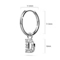 Solid 925 Sterling Silver Octavia Alphabet Letter Zircon Huggie Earrings Silver - 16