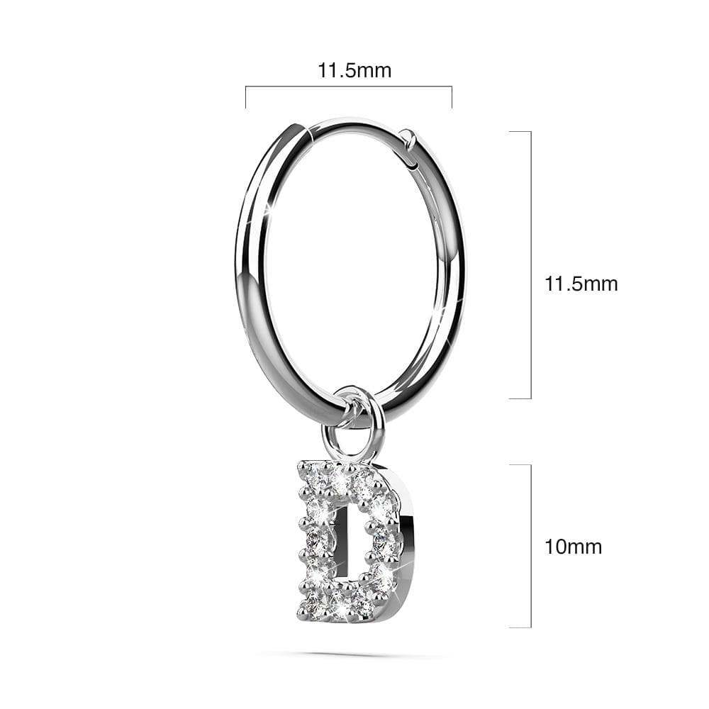 Solid 925 Sterling Silver Octavia Alphabet Letter Zircon Huggie Earrings Silver - 16