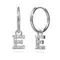 Solid 925 Sterling Silver Octavia Alphabet Letter Zircon Huggie Earrings Silver - 18