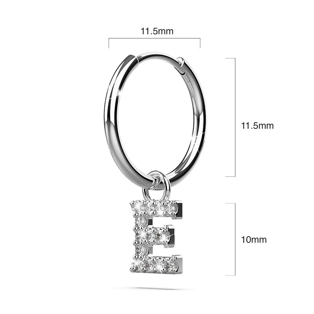 Solid 925 Sterling Silver Octavia Alphabet Letter Zircon Huggie Earrings Silver - 20