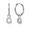 Solid 925 Sterling Silver Octavia Alphabet Letter Zircon Huggie Earrings Silver - 26