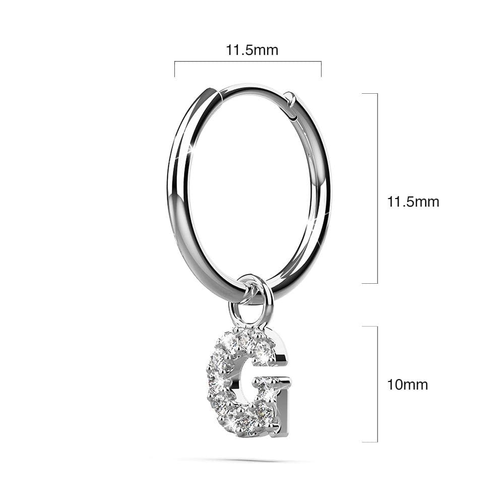 Solid 925 Sterling Silver Octavia Alphabet Letter Zircon Huggie Earrings Silver - 28