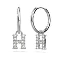 Solid 925 Sterling Silver Octavia Alphabet Letter Zircon Huggie Earrings Silver - 30