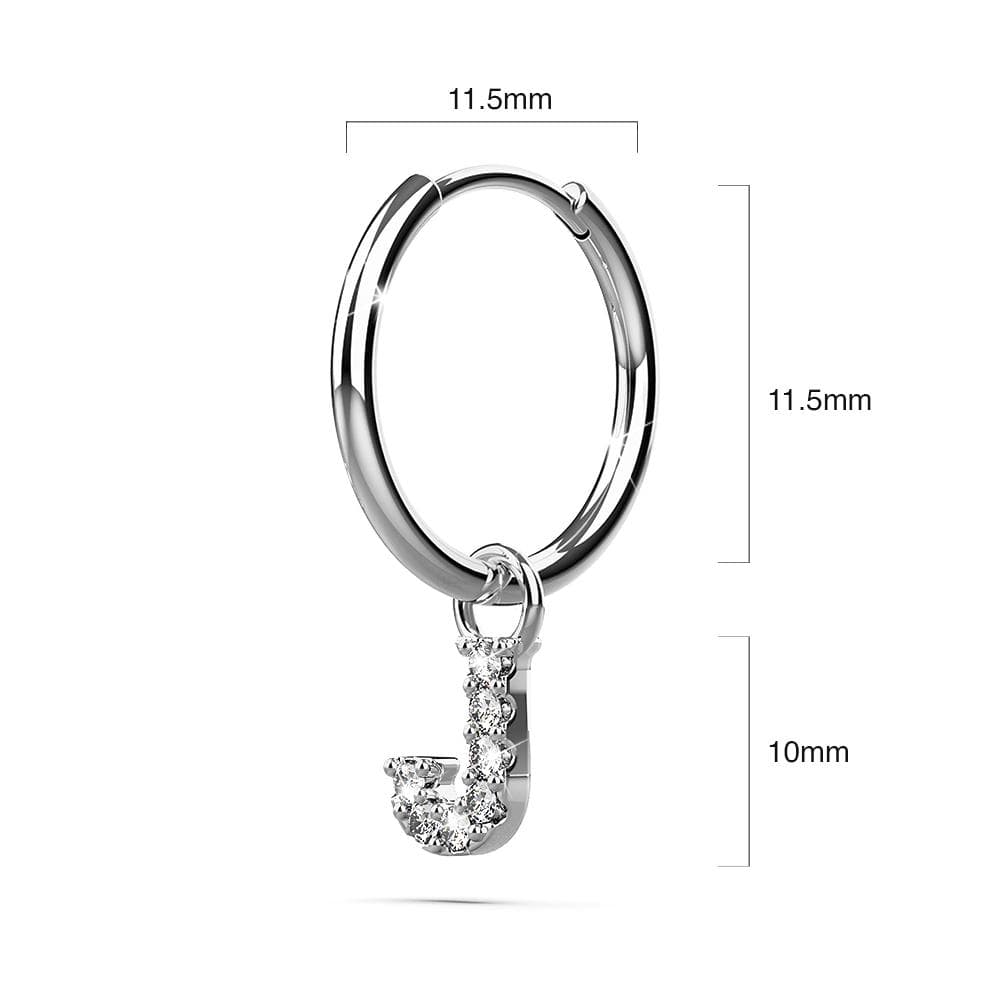 Solid 925 Sterling Silver Octavia Alphabet Letter Zircon Huggie Earrings Silver - 40