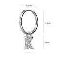Solid 925 Sterling Silver Octavia Alphabet Letter Zircon Huggie Earrings Silver - 44