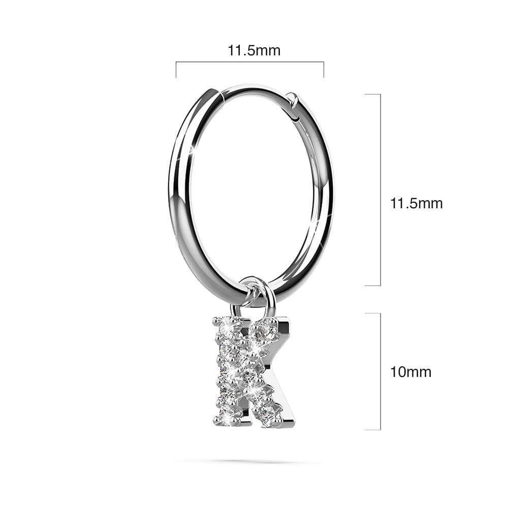 Solid 925 Sterling Silver Octavia Alphabet Letter Zircon Huggie Earrings Silver - 44